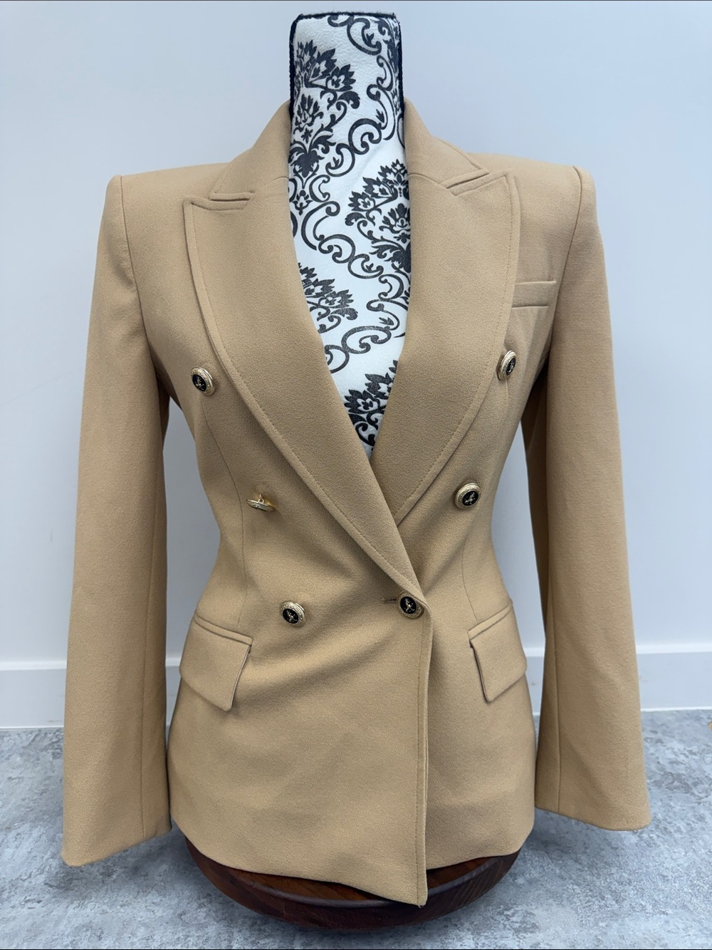 Zara Double-Breasted Camel Blazer